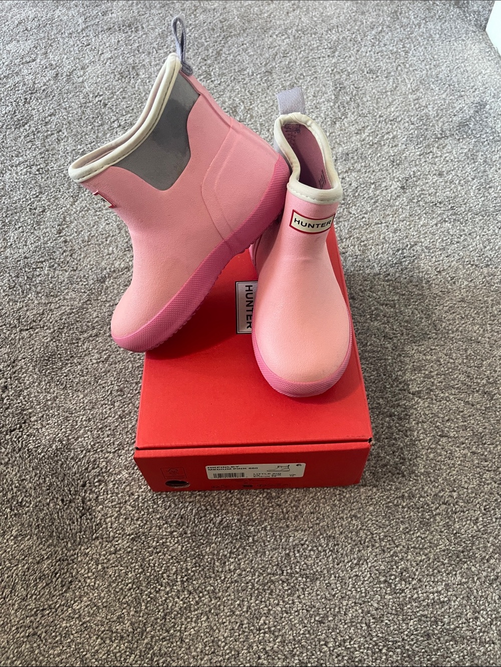 Hunter Girls Pink Chelsea Rain Boots with Bubblegum Soles